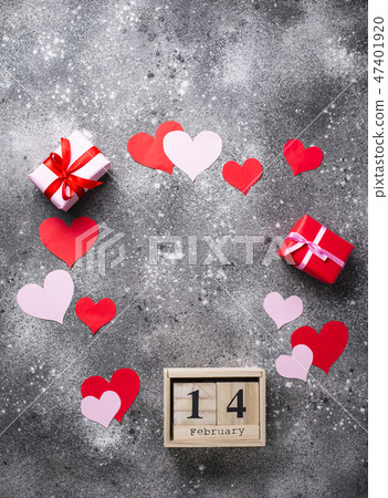 Valentines Day background with  hearts 47401920