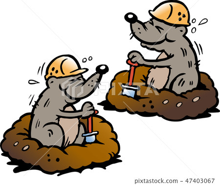 图库插图 mole digging holes in the ground