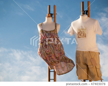 Shopping Mannequins fashioned clothes Tourists. 47403078