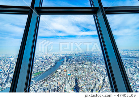 View from Sky Tree with window frame [Tokyo] 47403109