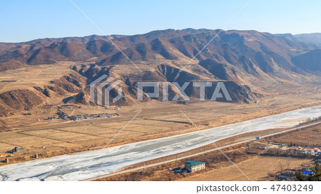 View of the North Korean. Tumen city of China. 47403249