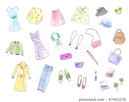 Fashion accessories Hand-painted watercolor illustration Fashion accessories Hand-painted watercolor illustration 47403276
