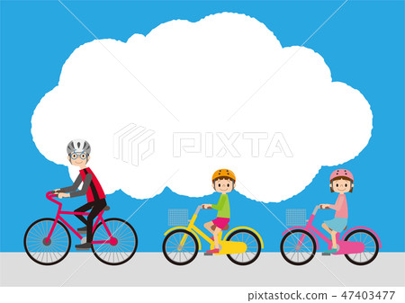 Turn here and ride a bicycle, bicycle instructor and children 47403477