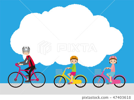 Turn here and ride a bicycle, bicycle instructor and children 47403618
