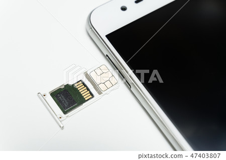 SIM card, SD card and smartphone SIM card, SD card and smartphone 47403807