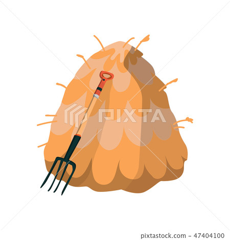 A haystack with a farm pitchfork 47404100