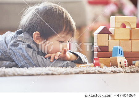 Block play, infant, children, baby, baby, living room, house, housing 47404864