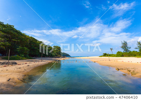 sea water in canal from the sea flow down the sea 47406410