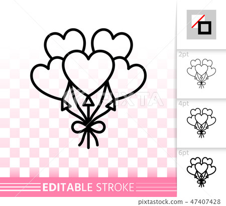 Heart Ballon love simple black line vector icon - Stock Illustration ...