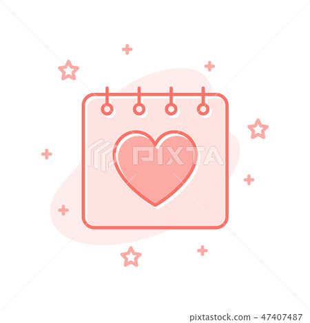 Calendar flat design valentine day vector concept 47407487