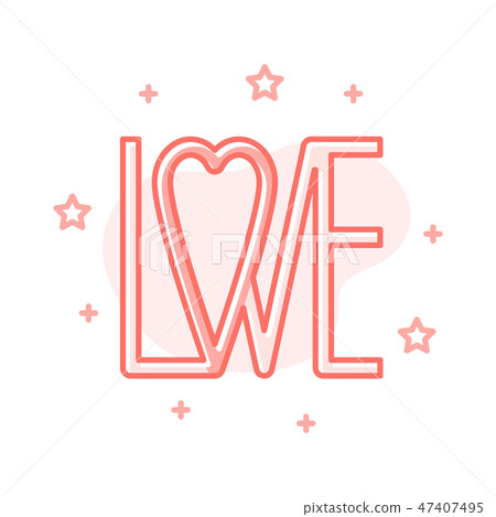 Love heart lettering flat design vector concept - Stock Illustration ...