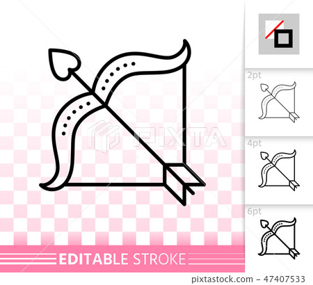 Cupid Bow arrow simple black line love vector icon 47407533