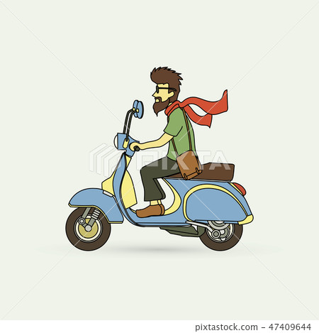 A man riding scooter graphic vector. 47409644