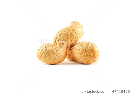 Peanuts. Two peeled nuts isolated on white back 47410400