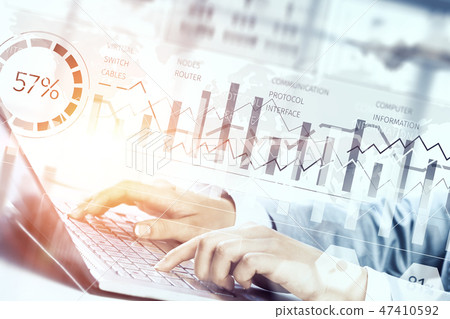 Woman typing on keyboard Woman typing on keyboard 47410592