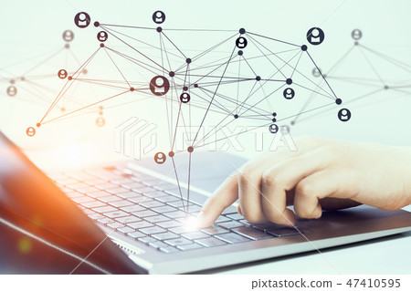 Woman typing on keyboard Woman typing on keyboard 47410595