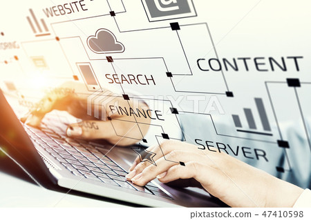 Woman typing on keyboard Woman typing on keyboard 47410598