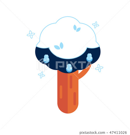 Vector Flat Abstract Tree With Snow Icon 插圖素材 圖庫