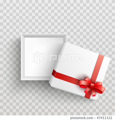 Vector white present box with red ribbon bow open - Stock Illustration ...