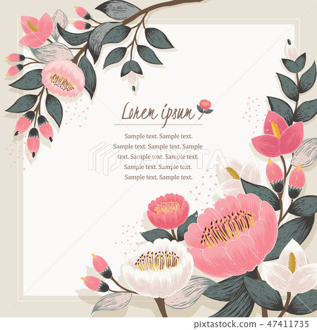 Vector illustration of a floral frame in spring - Stock Illustration ...