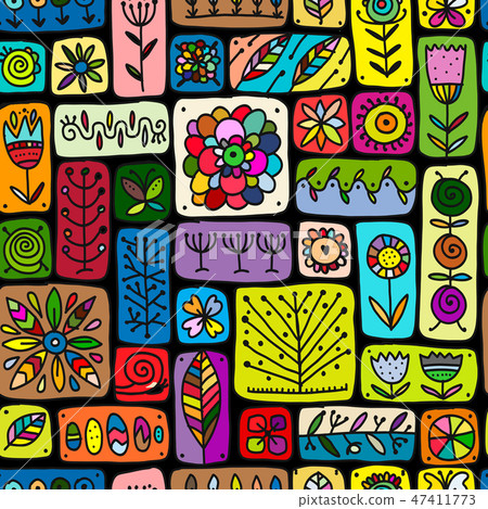 Ethnic floral wall, seamless pattern for your design Ethnic floral wall, seamless pattern for your design 47411773