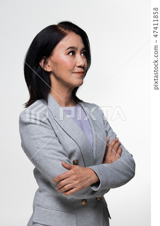 Asian 50s 60s years old Business Woman Stand suit Asian 50s 60s years old Business Woman Stand suit 47411858