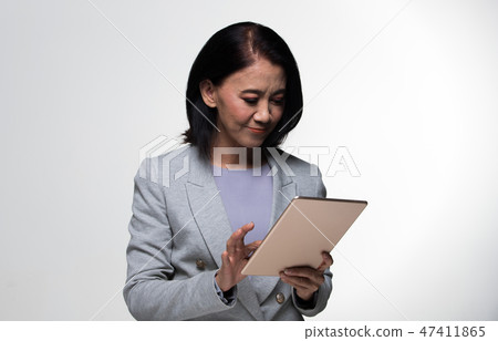 Asian 50s 60s years old Business Woman Stand suit Asian 50s 60s years old Business Woman Stand suit 47411865