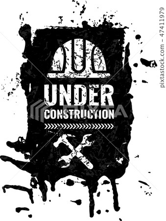 Grunge, scratched under construction Warning road sign. 47411979