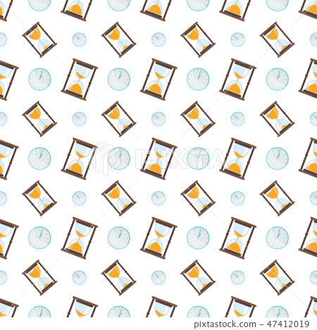 Flat vector Seamless pattern with hourglass icons Flat vector Seamless pattern with hourglass icons 47412019