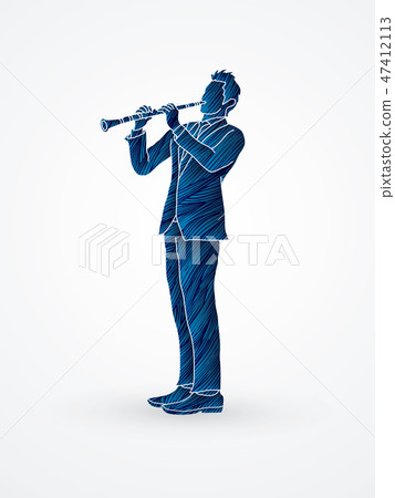 Clarinet player graphic vector 47412113