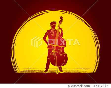 Double Bass player graphic vector Double Bass player graphic vector 47412116