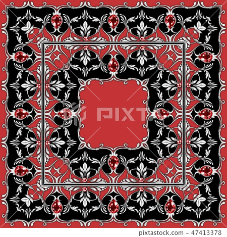 Square composition with silver scrolls Square composition with silver scrolls 47413378