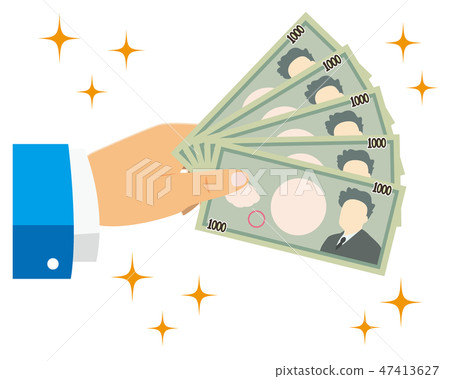 金錢票據1000日元手身體部分男性 金錢票據1000日元手身體部分男性 47413627