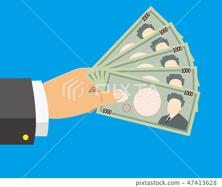 金錢票據1000日元手身體部分男性 47413628
