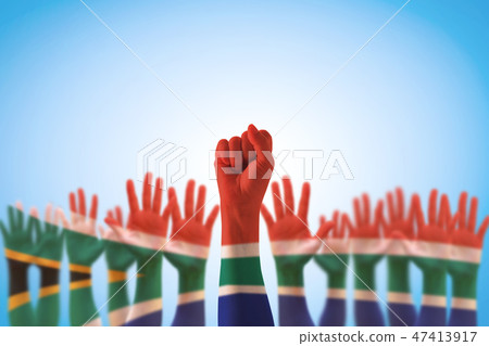 South Africa flag on hand human rights leadership South Africa flag on hand human rights leadership 47413917