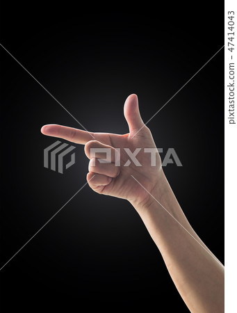 Hand up with pointing finger rim light isolated Hand up with pointing finger rim light isolated 47414043