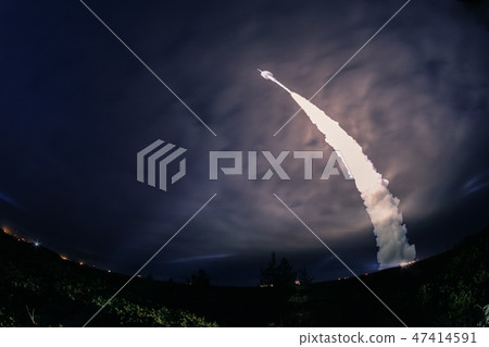 Missile launch at night. Missile launch at night. 47414591