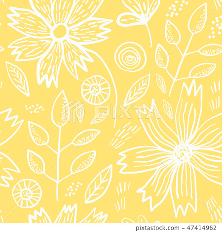 Spring Yellow Design Tender yellow pattern with spring flowers - Stock Illustration ...