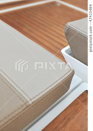 Sailboat bow, wood deck detail, 47415464