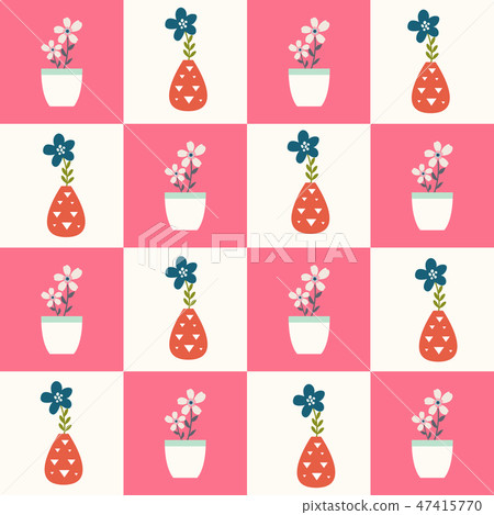 Seamless plant pots pattern. Vector Illustration. - Stock Illustration ...