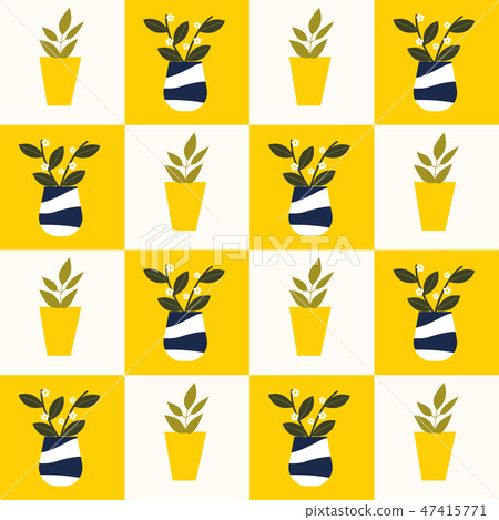 Seamless plant pots pattern. Vector Illustration. - Stock Illustration ...