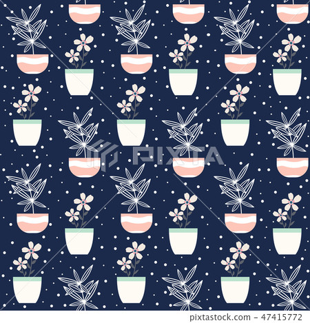 Seamless plant pots pattern. Vector Illustration. Seamless plant pots pattern. Vector Illustration. 47415772