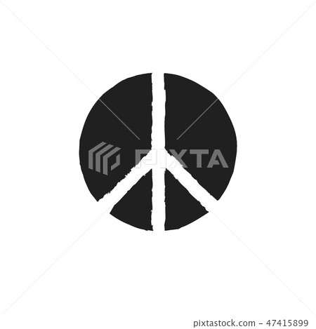Grunge texture hippie round peace black sign. 47415899