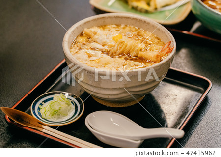 Japanese shrimp tempura on buckwheat Japanese shrimp tempura on buckwheat 47415962