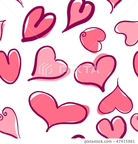 Abstract seamless pattern with pink hearts Abstract seamless pattern with pink hearts 47415981