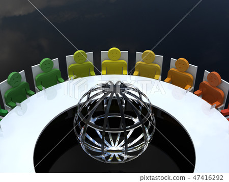 CG 3D Illustration Stereoscopic Design Icon People International Conference G20 Circle Earth Racial Politics 47416292