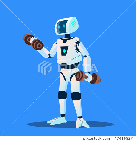 Robots Doing Sports In Gym Vector. Isolated Illustration Robots Doing Sports In Gym Vector. Isolated Illustration 47416827