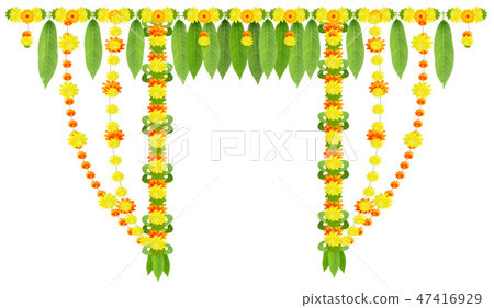 Garland for door of mango leaves and marigold 47416929