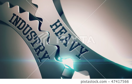 Heavy Industry - Mechanism of Shiny Metal Cogwheels. 3D. Heavy Industry - Mechanism of Shiny Metal Cogwheels. 3D. 47417566