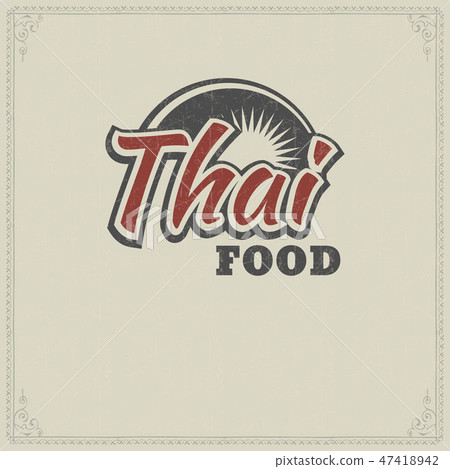 Thai food menu label template on vintage paper 47418942